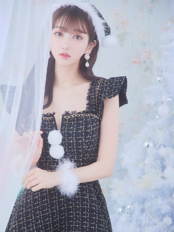 画像31: 【サンタセール！】【サンタコス 4点セット】【S-Lサイズ/2カラー】チェーンモチーフフロントジップツイードフレアサンタコスプレ[YMT]