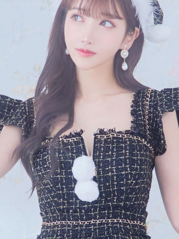 画像33: 【サンタセール！】【サンタコス 4点セット】【S-Lサイズ/2カラー】チェーンモチーフフロントジップツイードフレアサンタコスプレ[YMT]