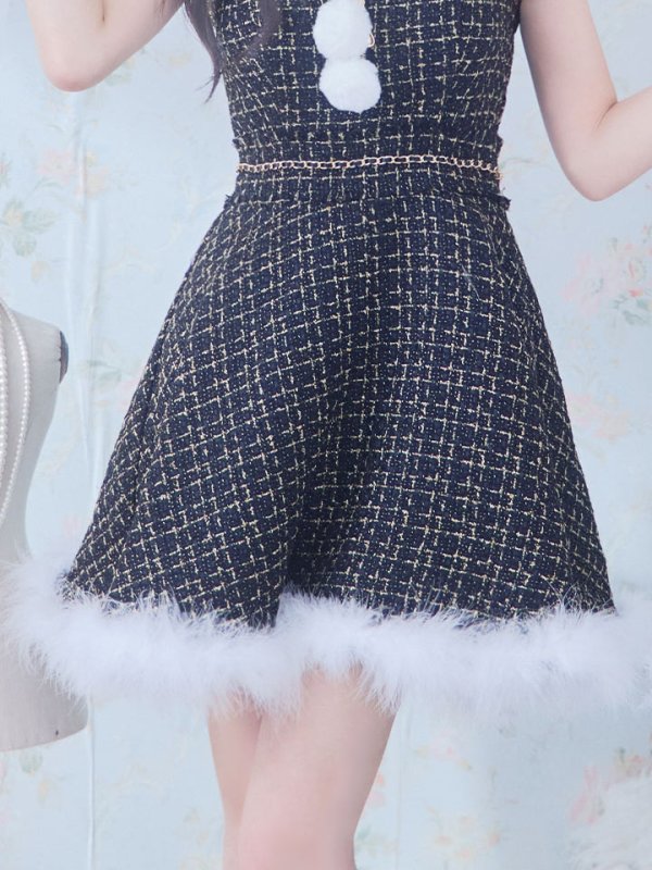 画像34: 【サンタセール！】【サンタコス 4点セット】【S-Lサイズ/2カラー】チェーンモチーフフロントジップツイードフレアサンタコスプレ[YMT]