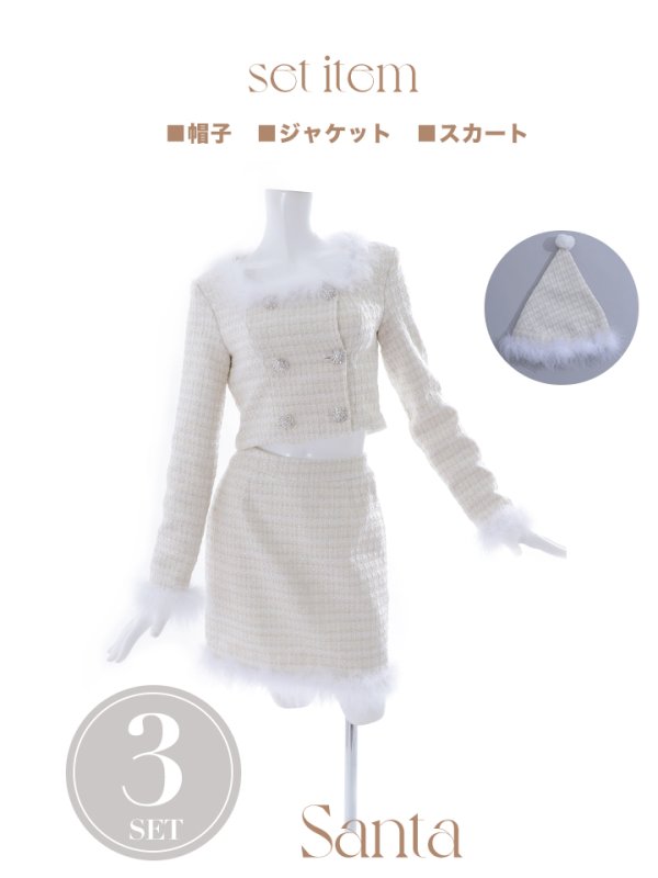 画像46: 【サンタセール！】【サンタコス 3点セット】【XS-Lサイズ/2カラー】ロングスリーブツイードサンタコスプレ[YMT]