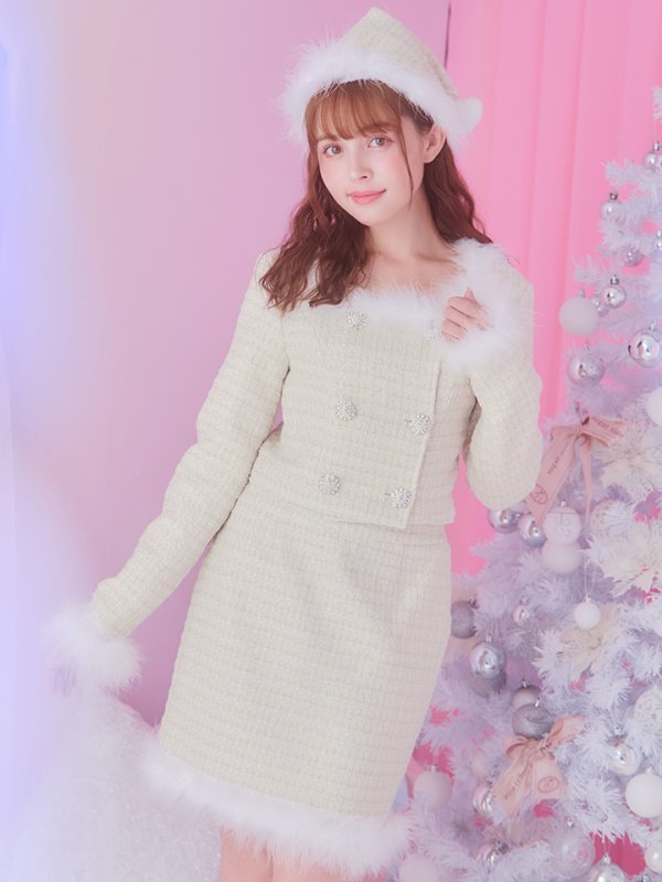 画像6: 【サンタセール！】【サンタコス 3点セット】【XS-Lサイズ/2カラー】ロングスリーブツイードサンタコスプレ[OF01]