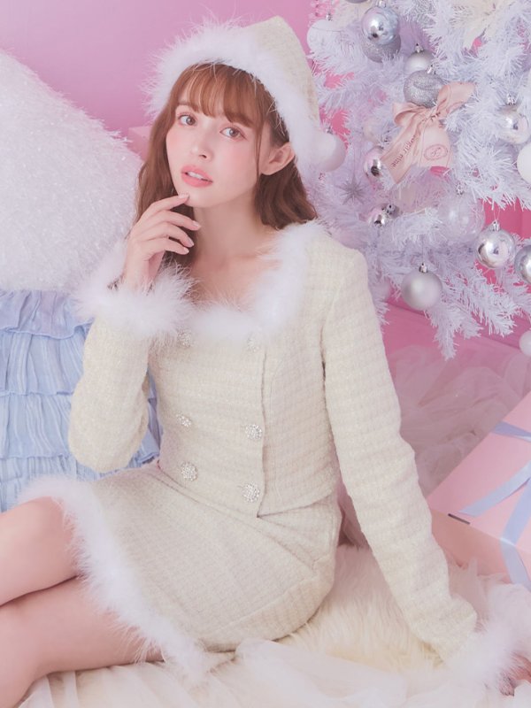 画像17: 【サンタセール！】【サンタコス 3点セット】【XS-Lサイズ/2カラー】ロングスリーブツイードサンタコスプレ[OF01]