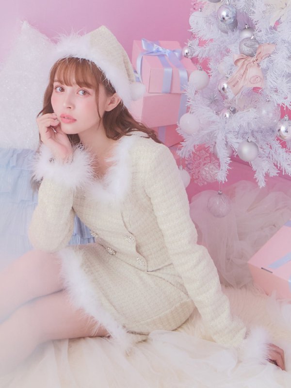 画像13: 【サンタセール！】【サンタコス 3点セット】【XS-Lサイズ/2カラー】ロングスリーブツイードサンタコスプレ[OF01]