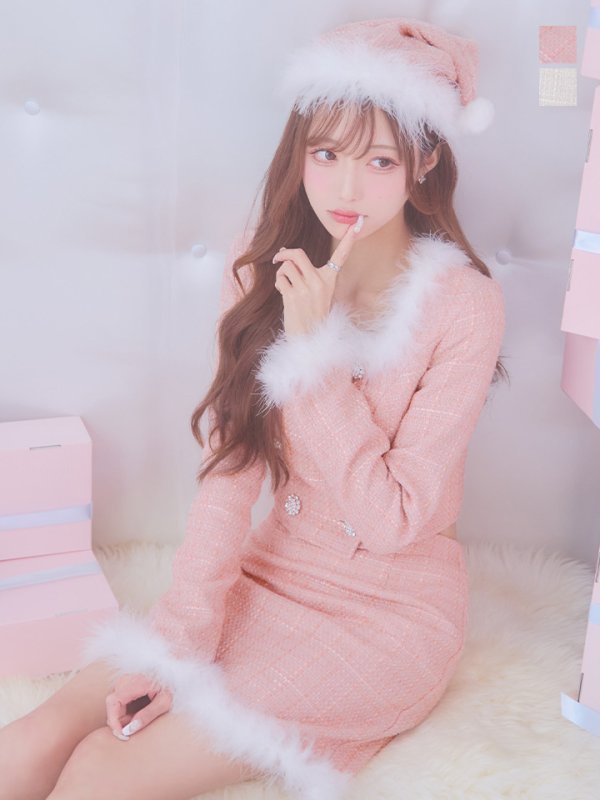 画像6: 【サンタセール！】【サンタコス 3点セット】【XS-Lサイズ/2カラー】ロングスリーブツイードサンタコスプレ[YMT]