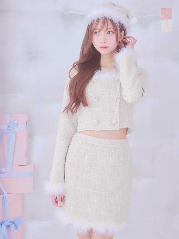 画像12: 【サンタセール！】【サンタコス 3点セット】【XS-Lサイズ/2カラー】ロングスリーブツイードサンタコスプレ[YMT]