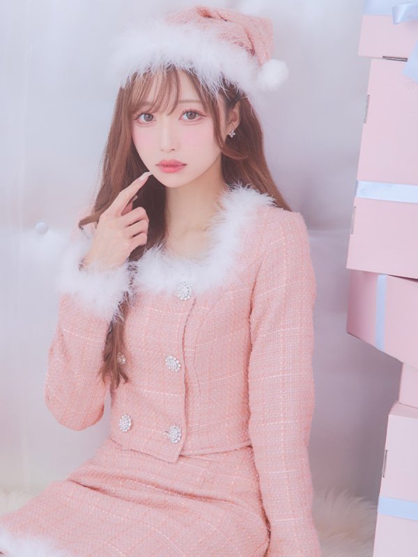 画像13: 【サンタセール！】【サンタコス 3点セット】【XS-Lサイズ/2カラー】ロングスリーブツイードサンタコスプレ[YMT]