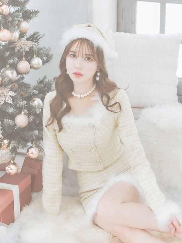 画像8: 【サンタセール！】【サンタコス 3点セット】【XS-Lサイズ/2カラー】ロングスリーブツイードサンタコスプレ[YMT]