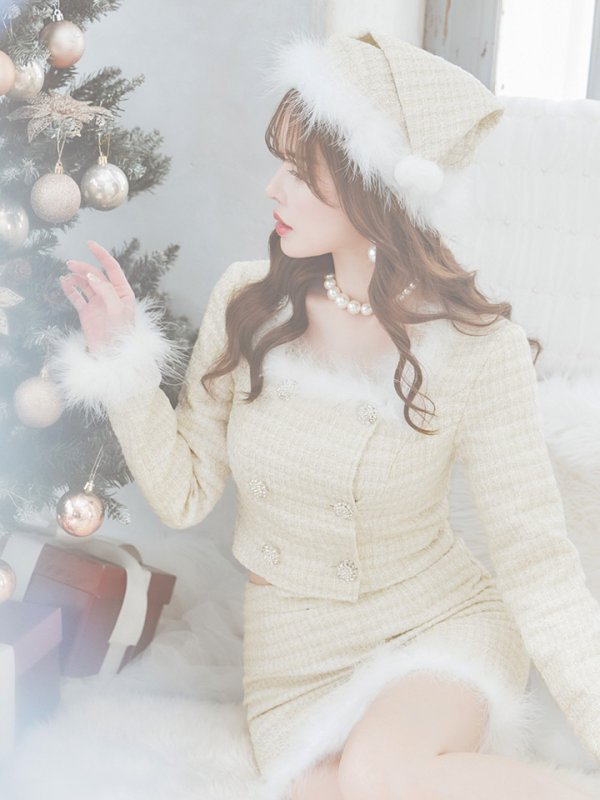 画像9: 【サンタセール！】【サンタコス 3点セット】【XS-Lサイズ/2カラー】ロングスリーブツイードサンタコスプレ[YMT]