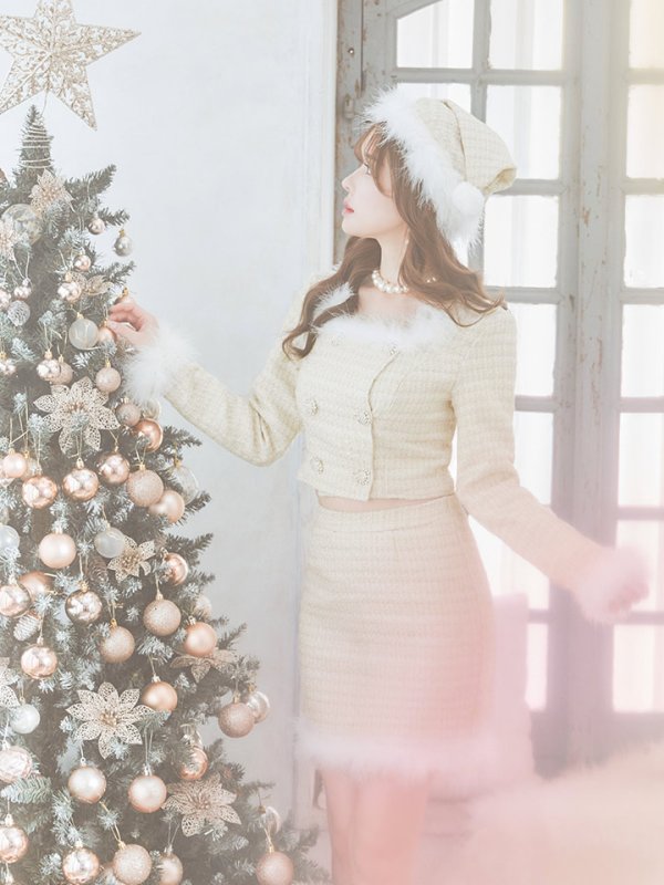 画像11: 【サンタセール！】【サンタコス 3点セット】【XS-Lサイズ/2カラー】ロングスリーブツイードサンタコスプレ[YMT]