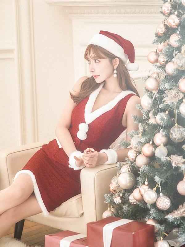 画像27: 【サンタセール！】【サンタコス 5点セット】【XS-Lサイズ/1カラー】ラメツイードサンタコスプレ[YMT]