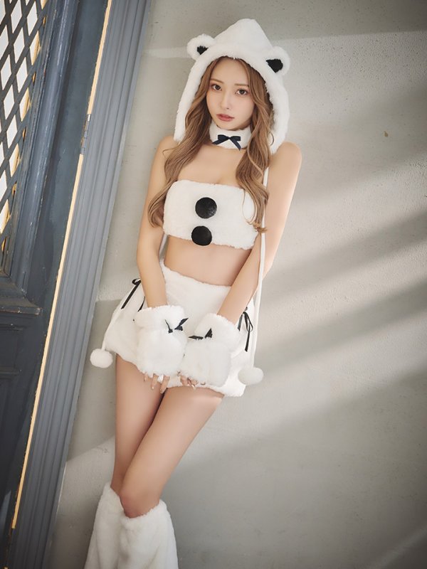 画像4: 【即日発送！】【サンタコス8点セット】【Fサイズ】もこもこシロクマセットアップ[YMT]