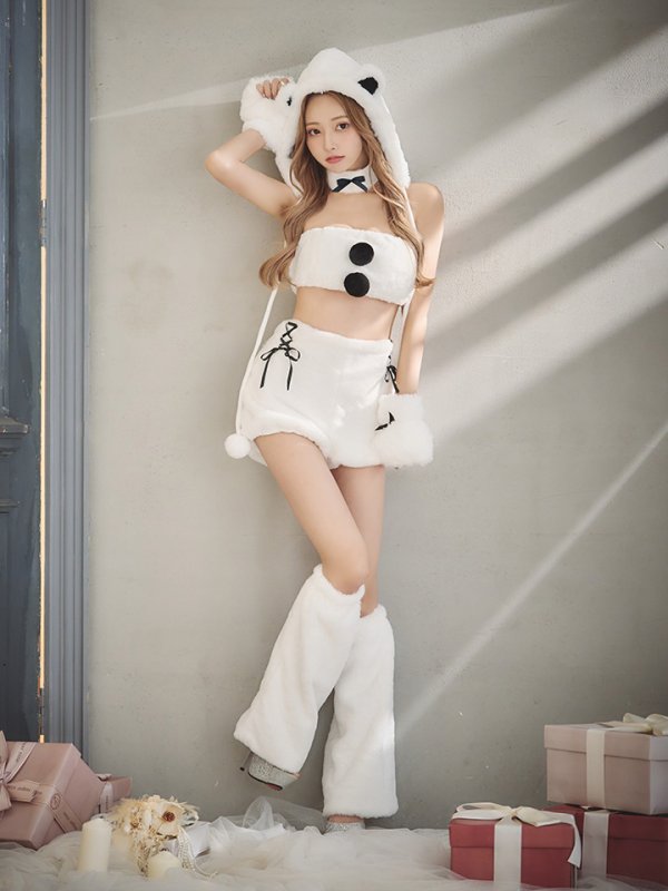 画像5: 【即日発送！】【サンタコス8点セット】【Fサイズ】もこもこシロクマセットアップ[YMT]