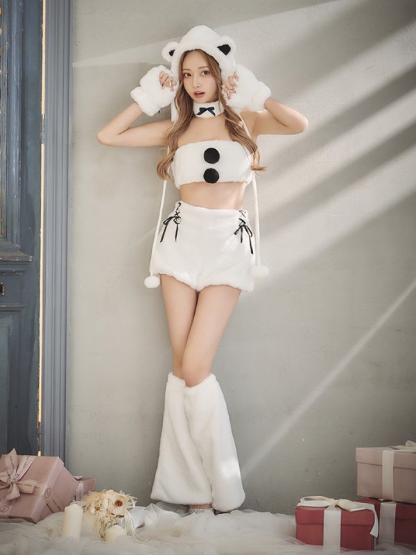 画像10: 【即日発送！】【サンタコス8点セット】【Fサイズ】もこもこシロクマセットアップ[YMT]