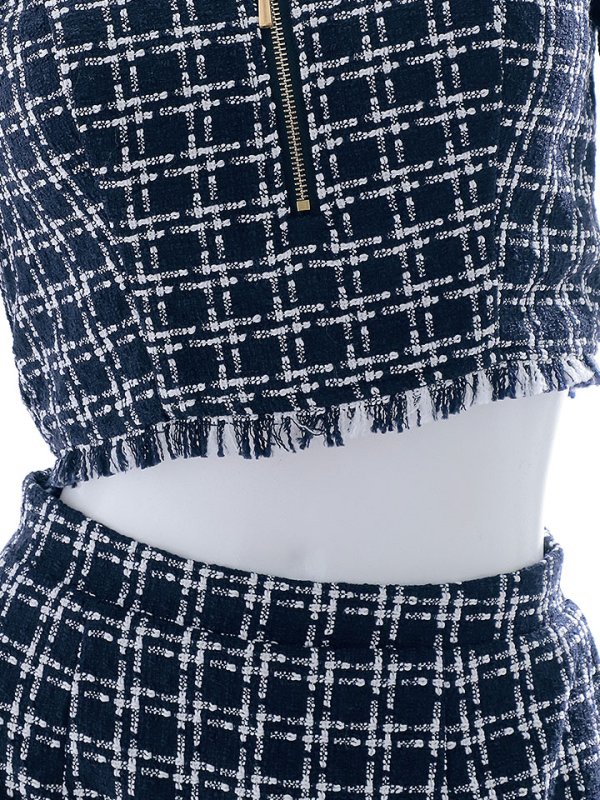 画像18: ツイードチェックドレス/ハーフジップ/チェーン/セットアップ/谷間見せ/背中隠し/ミニドレス/キャバドレス【XS-Mサイズ/1カラー】[HC02]【SB】dzw