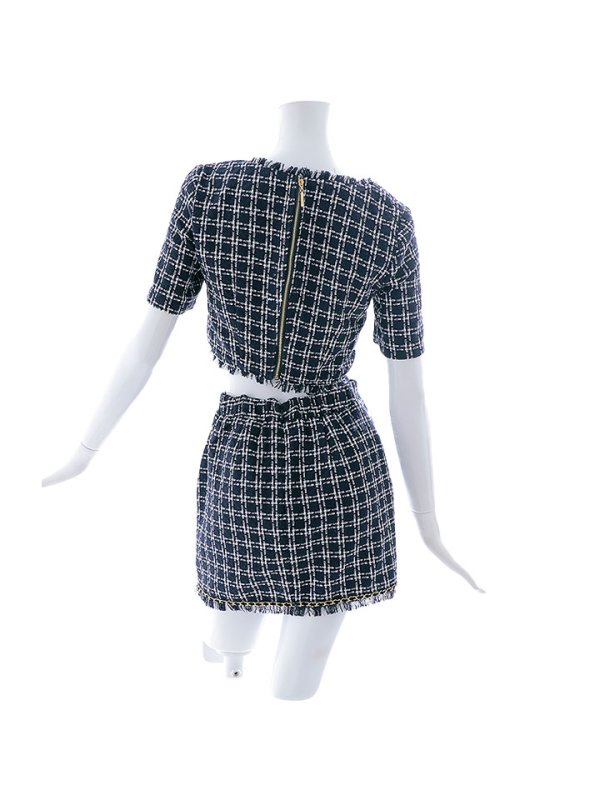 画像15: ツイードチェックドレス/ハーフジップ/チェーン/セットアップ/谷間見せ/背中隠し/ミニドレス/キャバドレス【XS-Mサイズ/1カラー】[HC02]【SB】dzw