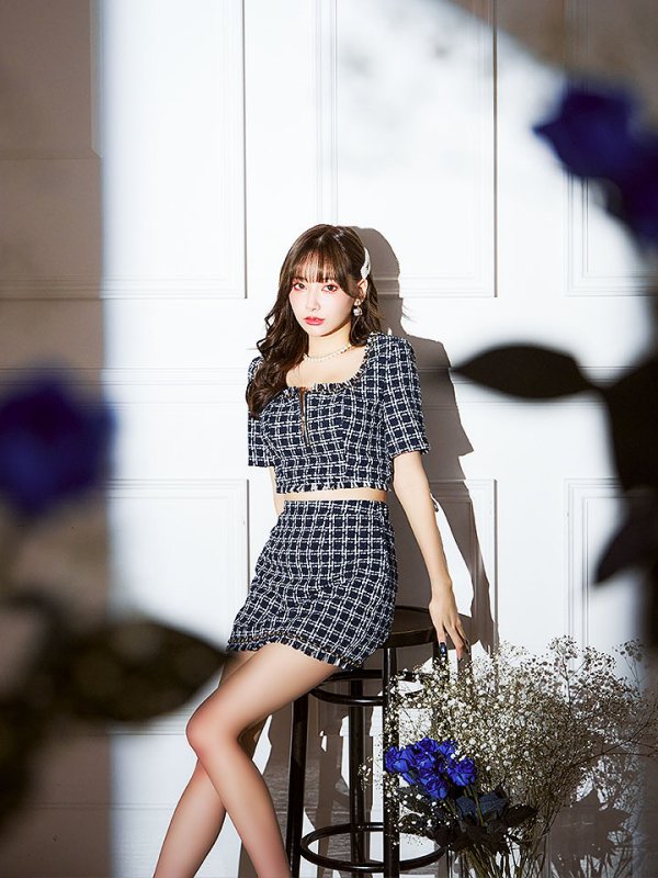 画像10: ツイードチェックドレス/ハーフジップ/チェーン/セットアップ/谷間見せ/背中隠し/ミニドレス/キャバドレス【XS-Mサイズ/1カラー】[HC02]【SB】dzw