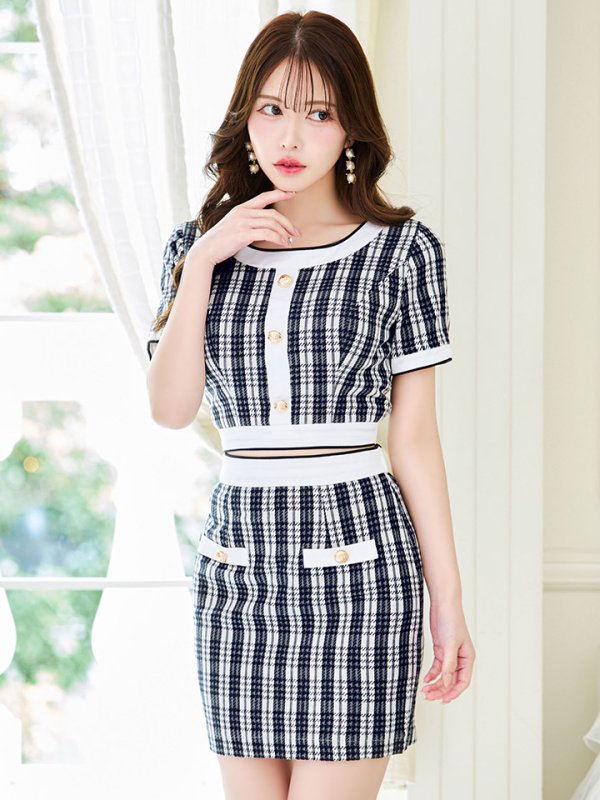 画像4: 【ウィンターセール！】SALE!チェックセットアップドレス/胸元隠し/背中隠し/キャバドレス/ミニドレス【XS-Mサイズ/1カラー】[HC02-X] 【SB】dzk