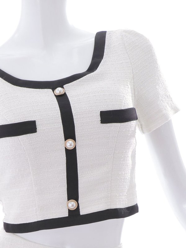 画像25: 新サイズ登場!セットアップマーメイドスカートドレス/ツイード/バイカラー/2ピース/谷間隠し/背中隠し/ショートスリーブ/ミニドレス/キャバドレス 【XS-Lサイズ/2カラー】[HC02-X] 【SB】dzc