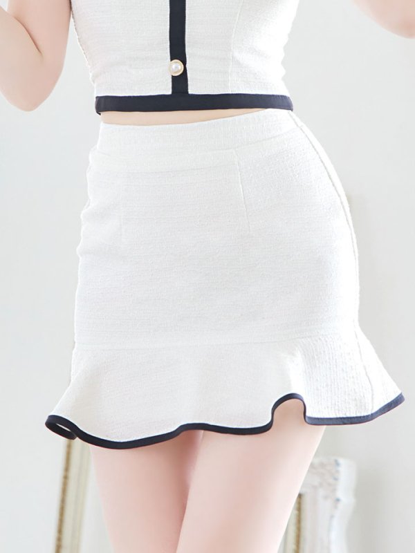 画像19: 新サイズ登場!セットアップマーメイドスカートドレス/ツイード/バイカラー/2ピース/谷間隠し/背中隠し/ショートスリーブ/ミニドレス/キャバドレス 【XS-Lサイズ/2カラー】[HC02-X] 【SB】dzc