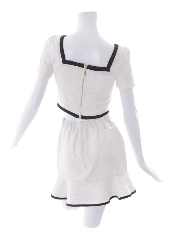 画像23: 新サイズ登場!セットアップマーメイドスカートドレス/ツイード/バイカラー/2ピース/谷間隠し/背中隠し/ショートスリーブ/ミニドレス/キャバドレス 【XS-Lサイズ/2カラー】[HC02-X] 【SB】dzc