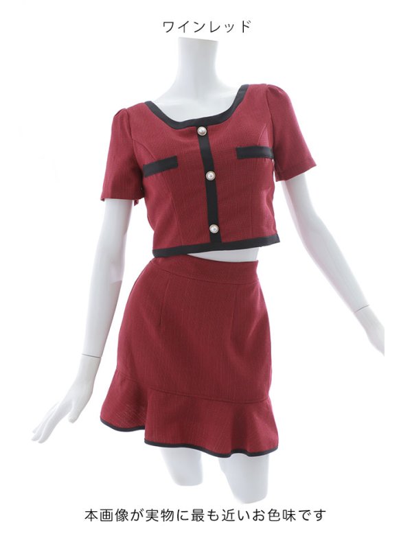 画像22: 新サイズ登場!セットアップマーメイドスカートドレス/ツイード/バイカラー/2ピース/谷間隠し/背中隠し/ショートスリーブ/ミニドレス/キャバドレス 【XS-Lサイズ/2カラー】[HC02-X] 【SB】dzc