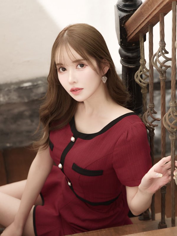 画像17: 新サイズ登場!セットアップマーメイドスカートドレス/ツイード/バイカラー/2ピース/谷間隠し/背中隠し/ショートスリーブ/ミニドレス/キャバドレス 【XS-Lサイズ/2カラー】[HC02-X] 【SB】dzc