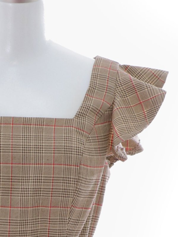 画像15: 【sifeel/シフィール】チェック柄マーメイドドレス/ショートスリーブ/フリル袖/谷間隠し/背中隠し/ベルト/ミディアムドレス/キャバドレス 【S-Lサイズ/1カラー】[HC02-X] 【SB】dzk