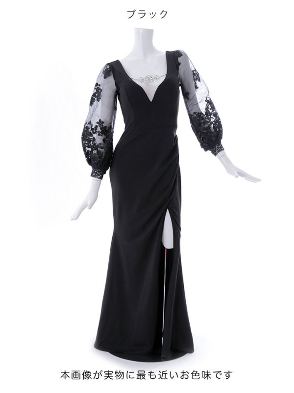 画像24: SALE!ビジュー/レース刺繍/ロングスリーブ/谷間見せ/背中見せ/ロングドレス/キャバドレス 【S-Lサイズ/2カラー】[OF01-X] 【SB】dzw
