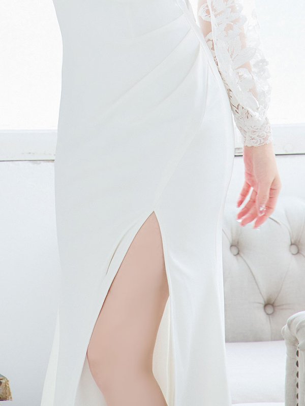 画像18: SALE!ビジュー/レース刺繍/ロングスリーブ/谷間見せ/背中見せ/ロングドレス/キャバドレス 【S-Lサイズ/2カラー】[OF01-X] 【SB】dzw