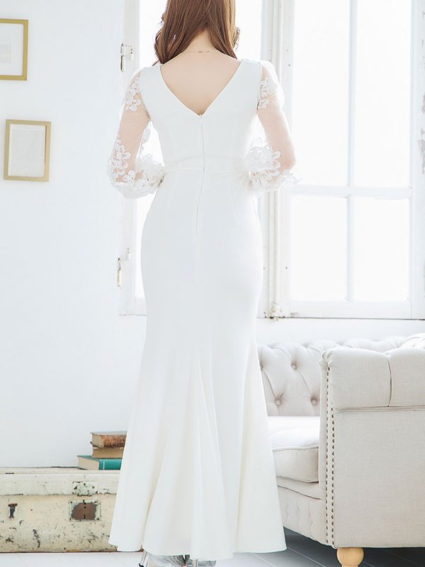 画像19: SALE!ビジュー/レース刺繍/ロングスリーブ/谷間見せ/背中見せ/ロングドレス/キャバドレス 【S-Lサイズ/2カラー】[OF01-X] 【SB】dzw