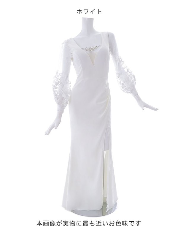 画像23: SALE!ビジュー/レース刺繍/ロングスリーブ/谷間見せ/背中見せ/ロングドレス/キャバドレス 【S-Lサイズ/2カラー】[OF01-X] 【SB】dzw