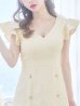 画像4: SALE!チェックツイードミニドレス/ボックスプリーツ/フリル袖/パールボタン/谷間見せ/背中見せ/ミニドレス/キャバドレス 【XS-Lサイズ/1カラー】[OF04] 【SB】dzw