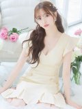 SALE!チェックツイードミニドレス/ボックスプリーツ/フリル袖/パールボタン/谷間見せ/背中見せ/ミニドレス/キャバドレス 【XS-Lサイズ/1カラー】[OF04] 【SB】dzw
