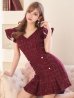 画像15: 【春の大感謝セール】Vネックフリルワンピース/チェック柄/ボタン/谷間見せ/背中隠し/ミニドレス/キャバドレス【XS-Lサイズ/1カラー】[OF04] 【SB】dzw