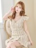 画像5: SALE!Vネックフリルワンピース/チェック柄/ボタン/谷間見せ/背中隠し/ミニドレス/キャバドレス【XS-Lサイズ/1カラー】[OF04-X] 【SB】dzw