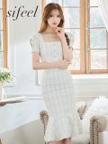 【送料無料！】【sifeel/シフィール】マーメイドスカートセットアップドレス/スクエアネック/2ピース/ミディアムドレス/キャバドレス【S-Lサイズ/1カラー】[OF04] 【SB】dzk