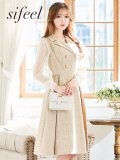 新サイズ登場!【sifeel/シフィール】シアースリーブフレアワンピースドレス/ツイード/襟付き/ボタン/ミディアムドレス/キャバドレス【XS-Lサイズ/1カラー】[OF04-X] 【SB】dzj