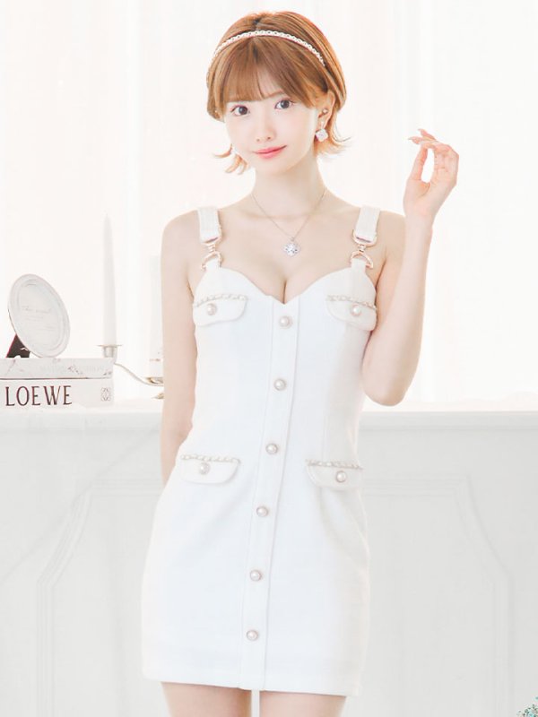 画像3: ワッフルノースリーブドレス/谷間見せ/背中見せ/ボタン/ミニドレス/キャバドレス【XS-Mサイズ/1カラー】[HC02]【SB】dzw