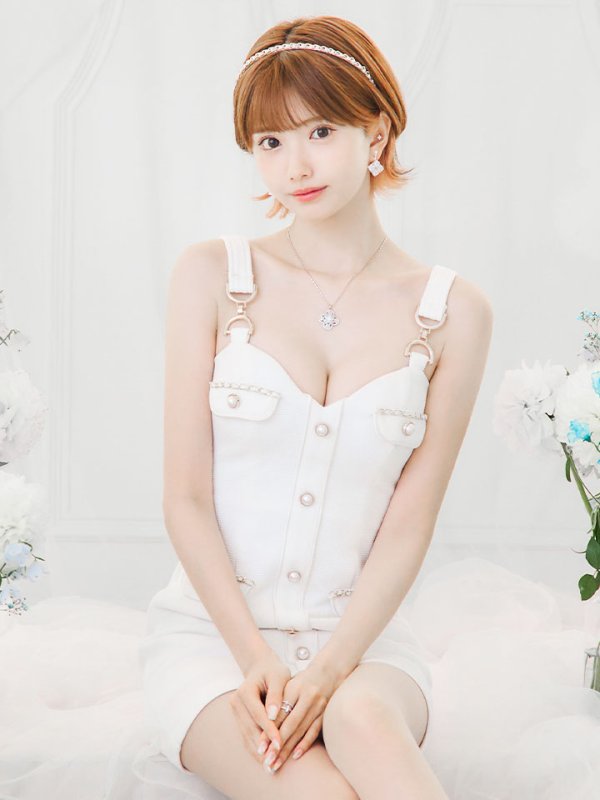 画像8: ワッフルノースリーブドレス/谷間見せ/背中見せ/ボタン/ミニドレス/キャバドレス【XS-Mサイズ/1カラー】[HC02]【SB】dzw