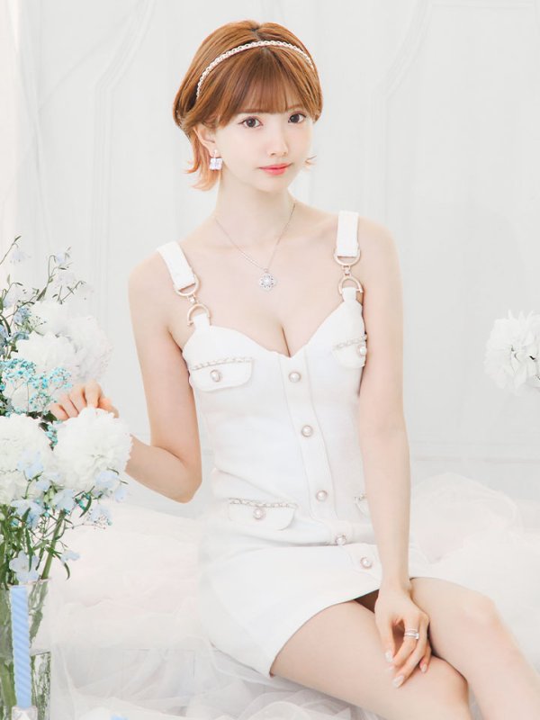 画像9: ワッフルノースリーブドレス/谷間見せ/背中見せ/ボタン/ミニドレス/キャバドレス【XS-Mサイズ/1カラー】[HC02]【SB】dzw