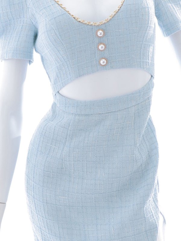 画像26: ツイードミニドレス/チェーン/タイトスカート/谷間見せ/背中隠し/キャバドレス/ミニドレス【XS-Mサイズ/2カラー】[HC02-X] 【SB】dzw