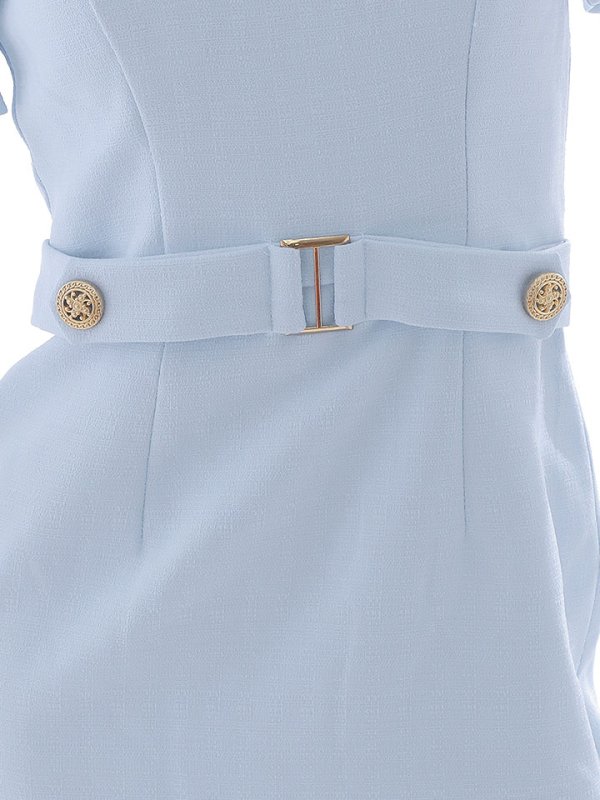 画像17: ミスティブルードレス/フリル袖/ドレープ/ボタン/布ベルト/谷間見せ/背中隠し/ミニドレス/キャバドレス/【S-Lサイズ/1カラー】[HC02] 【SB】dzw