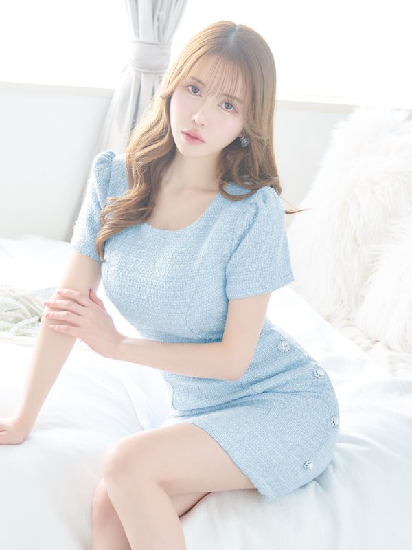 画像5: フレアツイードドレス/パールボタン/胸元隠し/背中隠し/ミニドレス/キャバドレス【S-Mサイズ/2カラー】[OF01] 【SB】dzj