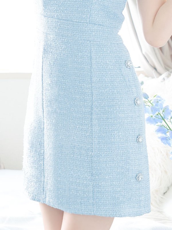 画像21: フレアツイードドレス/パールボタン/胸元隠し/背中隠し/ミニドレス/キャバドレス【S-Mサイズ/2カラー】[OF01] 【SB】dzj