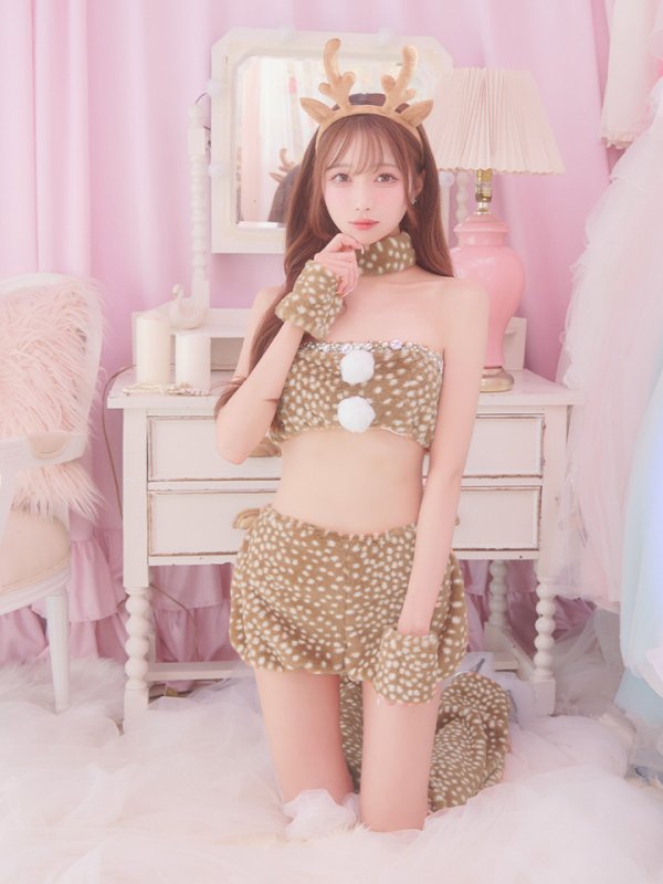 画像8: 【即日発送！】【サンタコス 7点セット】【フリーサイズ/1カラー】モコモコトナカイコスプレ[YMT]