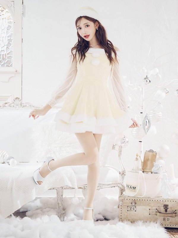 画像15: 【即日発送】【サンタコス 3点セット】【XS-XLサイズ/1カラー】オフショルダーシアーチュールフレアサンタコスプレ[YMT]