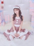即日発送!【サンタコス 5点セット】【S-Lサイズ/3カラー】ツイードチェック2段フレアスカートサンタコスプレ[YMT]