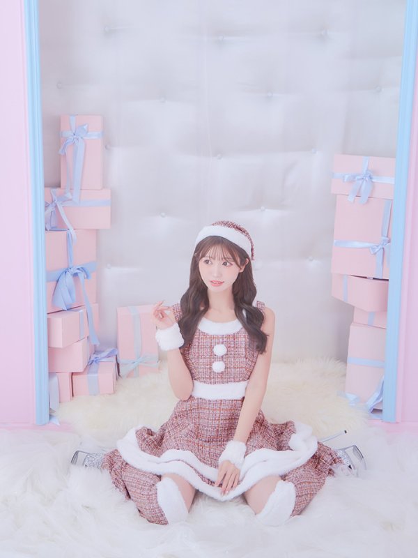 画像6: 即日発送!【サンタコス 5点セット】【S-Lサイズ/3カラー】ツイードチェック2段フレアスカートサンタコスプレ[OF01]