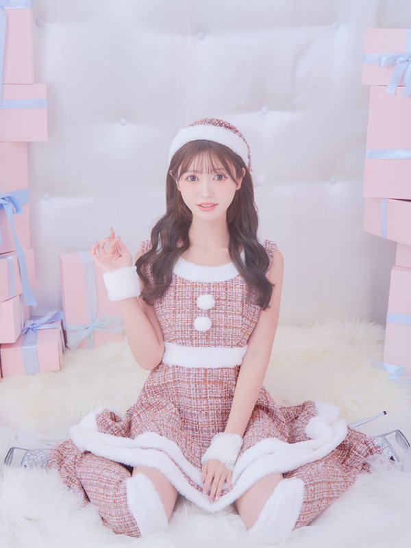 画像13: 即日発送!【サンタコス 5点セット】【S-Lサイズ/3カラー】ツイードチェック2段フレアスカートサンタコスプレ[OF01]