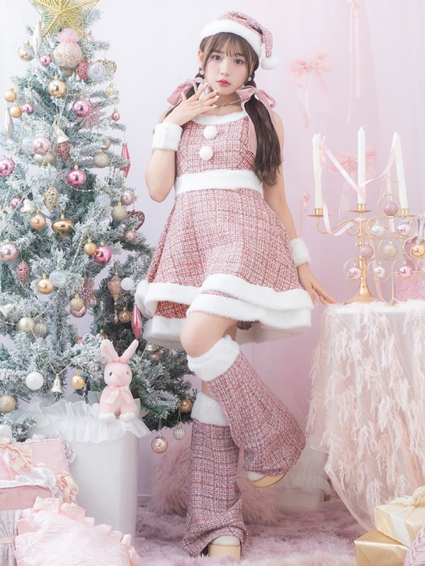 画像6: 即日発送!【サンタコス 5点セット】【S-Lサイズ/3カラー】ツイードチェック2段フレアスカートサンタコスプレ[YMT]